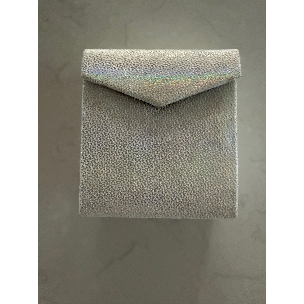 Nordstrom Silver Holographic Travel Jewelry‎ Organizer Box Grey Velvet Interior